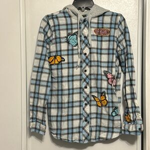 Zumiez -Your Highness Butterfly Sativa Blue Hooded Women’s Flannel Shirt